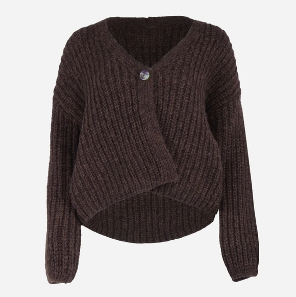 Gentle Fawn Sweaters - Gentle Fawn Brown One Button Cozy Knit Cardigan Sweater Size XL